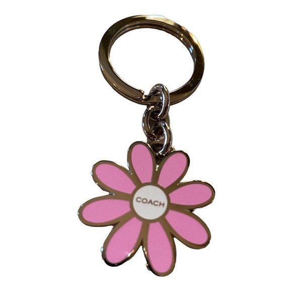 COACH Keychain Pink Daisy Keyfob Purse Charm Retired. NWOT - Picture 2 of 2